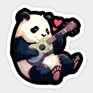 Panda Playing Ukulele - Panda Bear Japanese Sticker